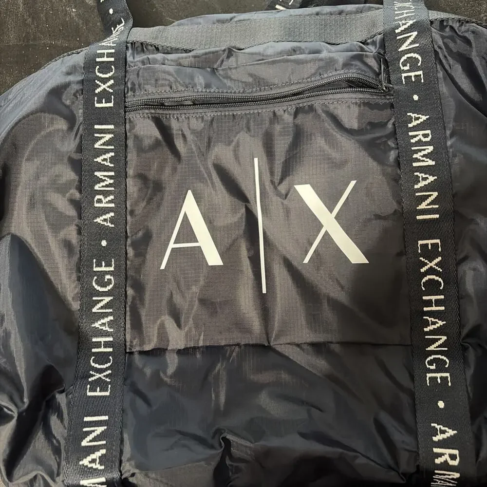 Navy Nylon Material Foldable Armani Exchange Bag NWT